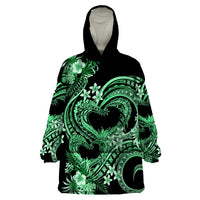 Polynesia Valentines Day Forever In My Heart Tattoo Wearable Blanket Hoodie Green Style LT9 One Size Green - Polynesian Pride