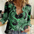 Polynesia Valentines Day Forever In My Heart Tattoo Women Casual Shirt Green Style LT9 Female Green - Polynesian Pride