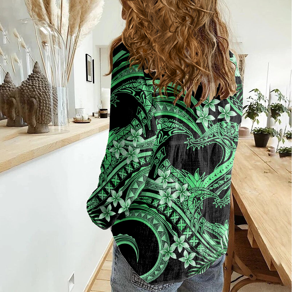 Polynesia Valentines Day Forever In My Heart Tattoo Women Casual Shirt Green Style LT9 - Polynesian Pride