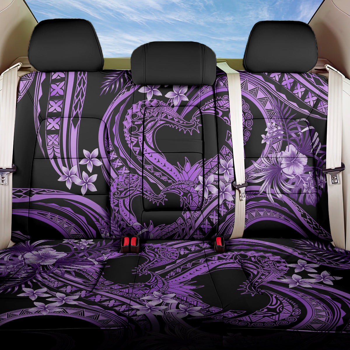 Polynesia Valentines Day Forever In My Heart Tattoo Back Car Seat Cover Purple Style LT9 One Size Purple - Polynesian Pride