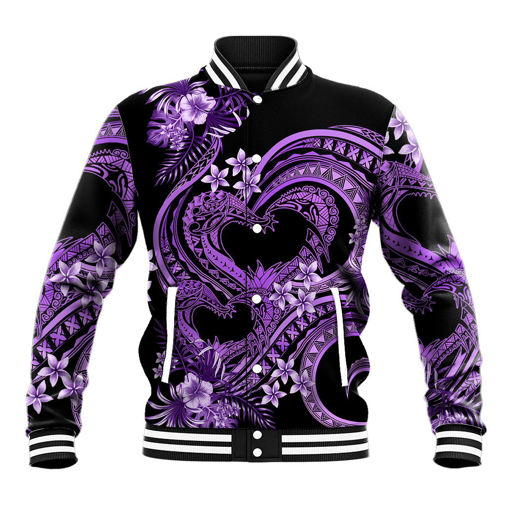 Polynesia Valentines Day Forever In My Heart Tattoo Baseball Jacket Purple Style LT9 Unisex Purple - Polynesian Pride