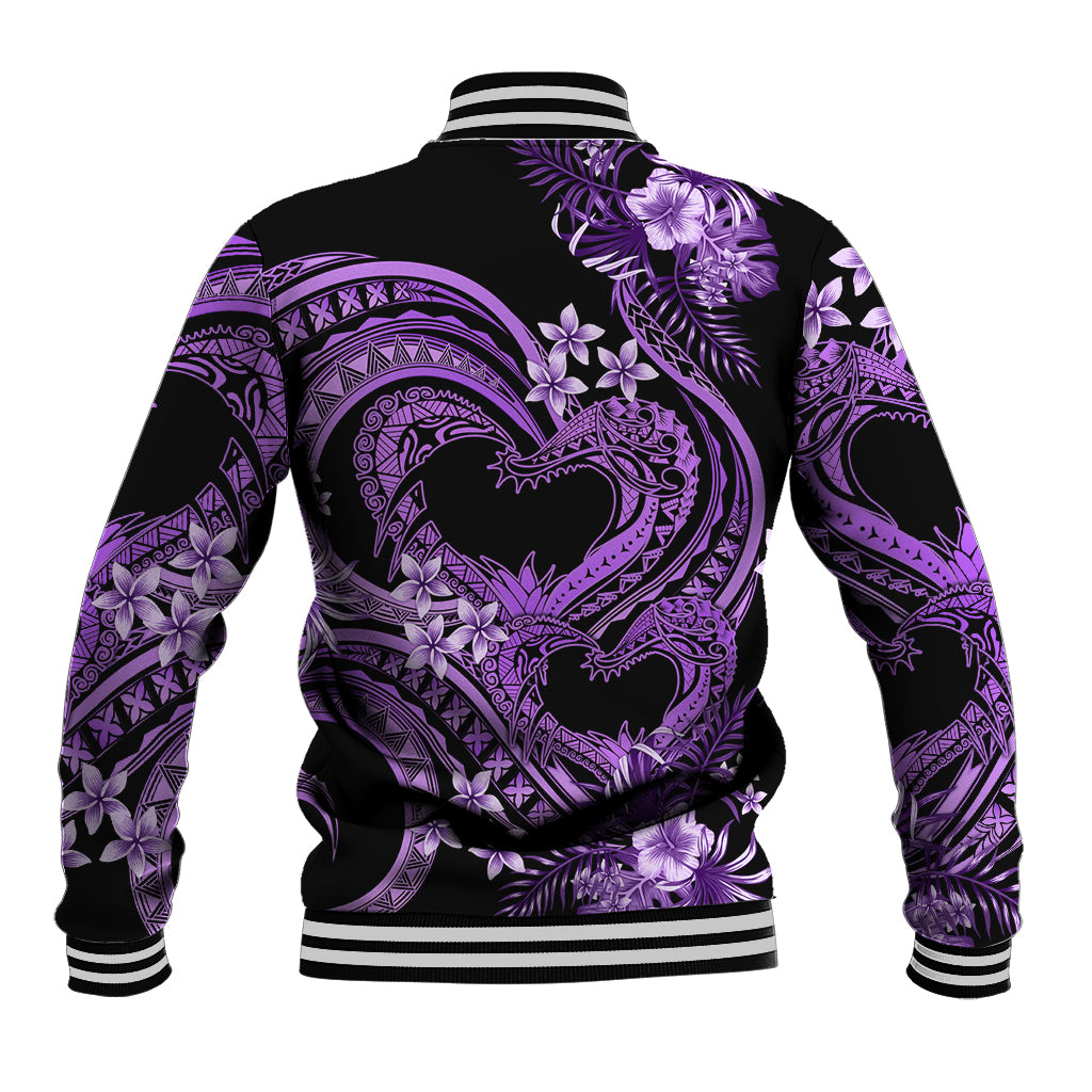 Polynesia Valentines Day Forever In My Heart Tattoo Baseball Jacket Purple Style LT9 - Polynesian Pride