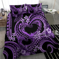 Polynesia Valentines Day Forever In My Heart Tattoo Bedding Set Purple Style LT9 - Polynesian Pride