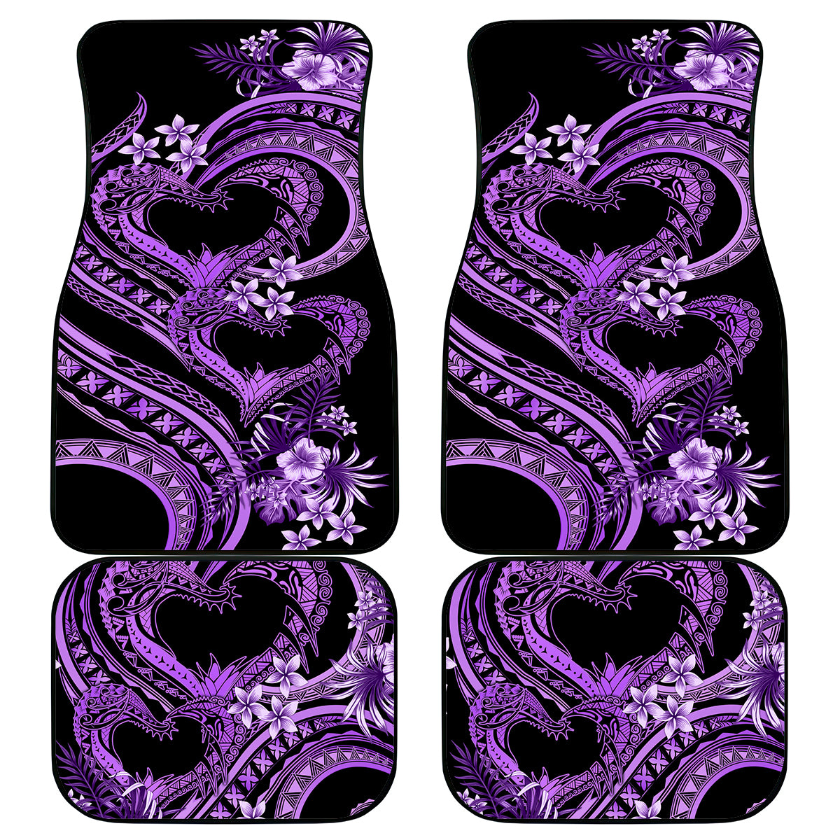 Polynesia Valentines Day Forever In My Heart Tattoo Car Mats Purple Style LT9 Purple - Polynesian Pride