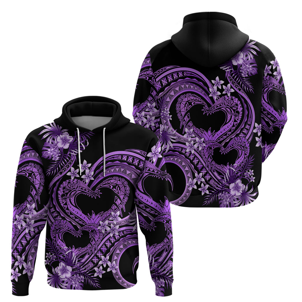 Polynesia Valentines Day Forever In My Heart Tattoo Hoodie Purple Style LT9 - Polynesian Pride