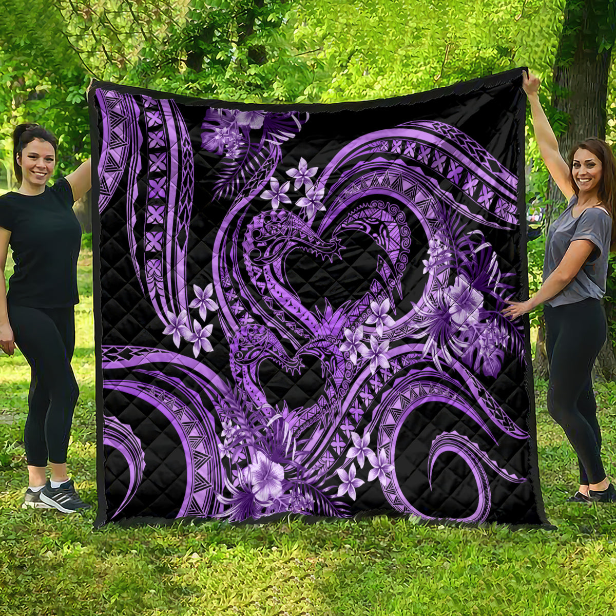 Polynesia Valentines Day Forever In My Heart Tattoo Quilt Purple Style LT9 - Polynesian Pride