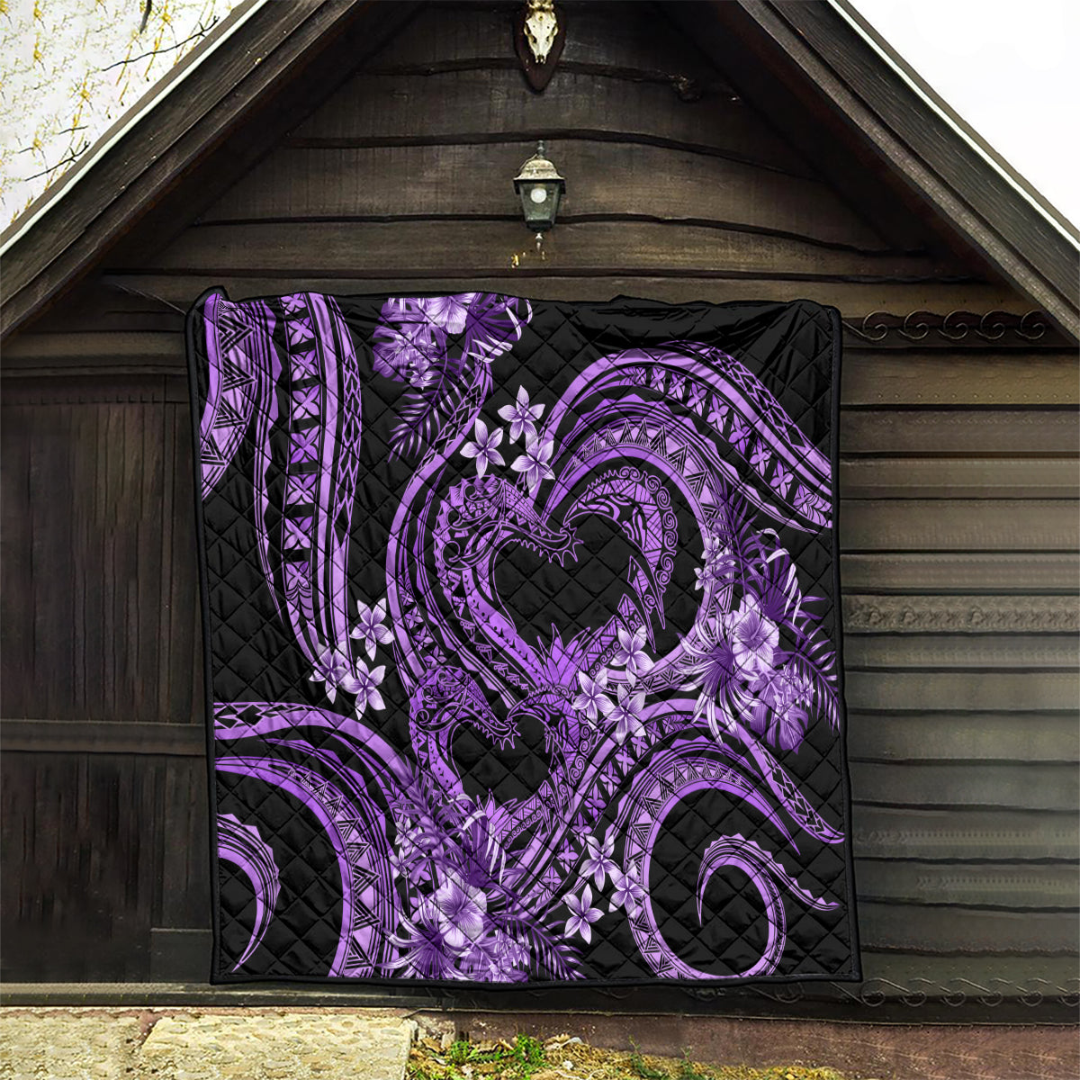 Polynesia Valentines Day Forever In My Heart Tattoo Quilt Purple Style LT9 - Polynesian Pride