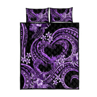 Polynesia Valentines Day Forever In My Heart Tattoo Quilt Bed Set Purple Style LT9 - Polynesian Pride