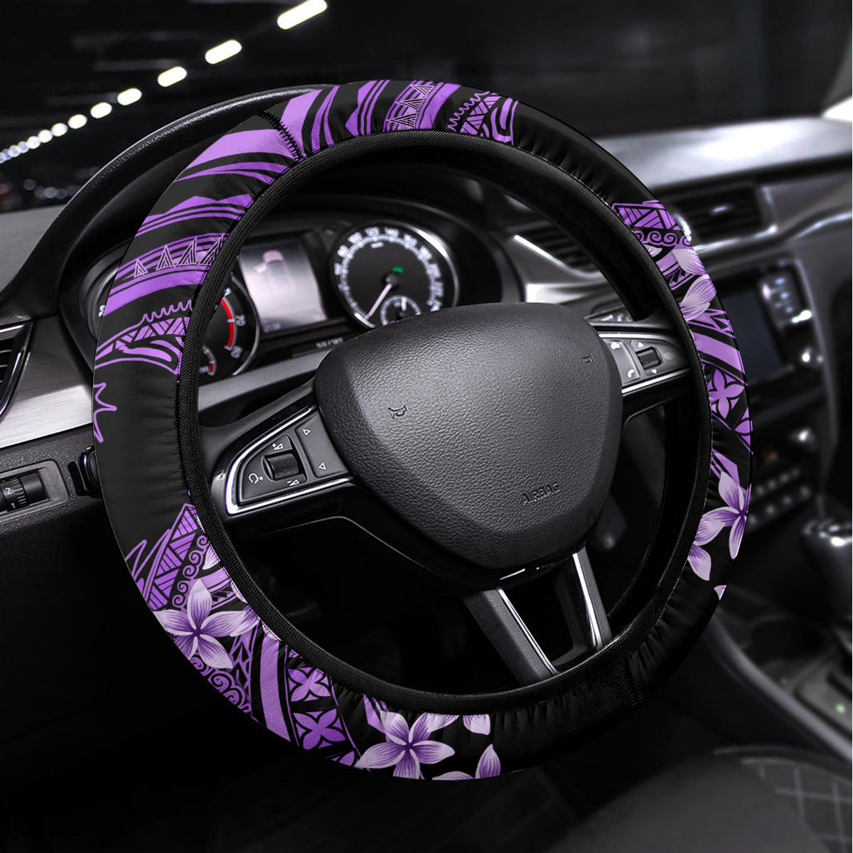 Polynesia Valentines Day Forever In My Heart Tattoo Steering Wheel Cover Purple Style LT9 Universal Fit Purple - Polynesian Pride