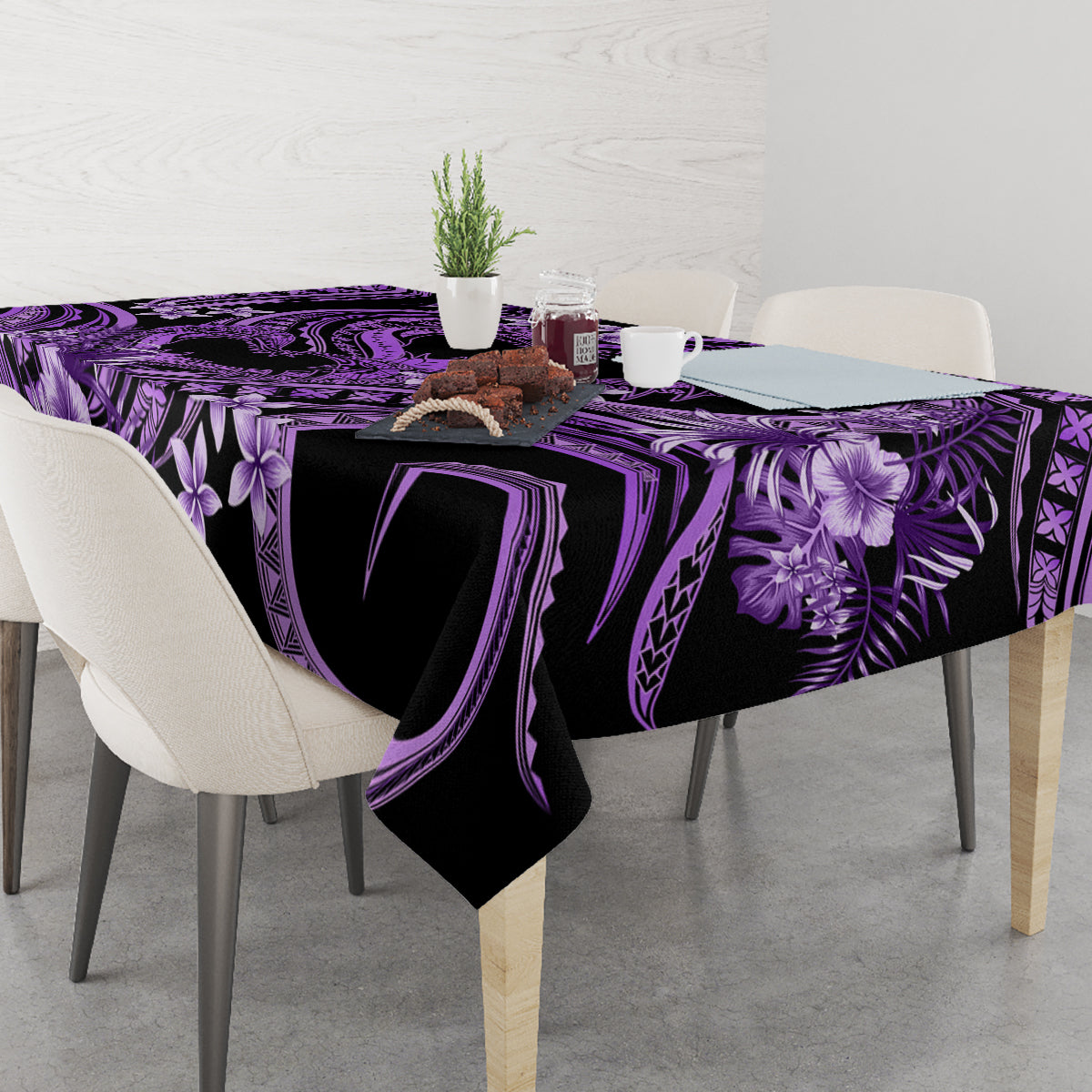 Polynesia Valentines Day Forever In My Heart Tattoo Tablecloth Purple Style LT9 - Polynesian Pride
