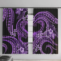 Polynesia Valentines Day Forever In My Heart Tattoo Window Curtain Purple Style LT9 With Hooks Purple - Polynesian Pride