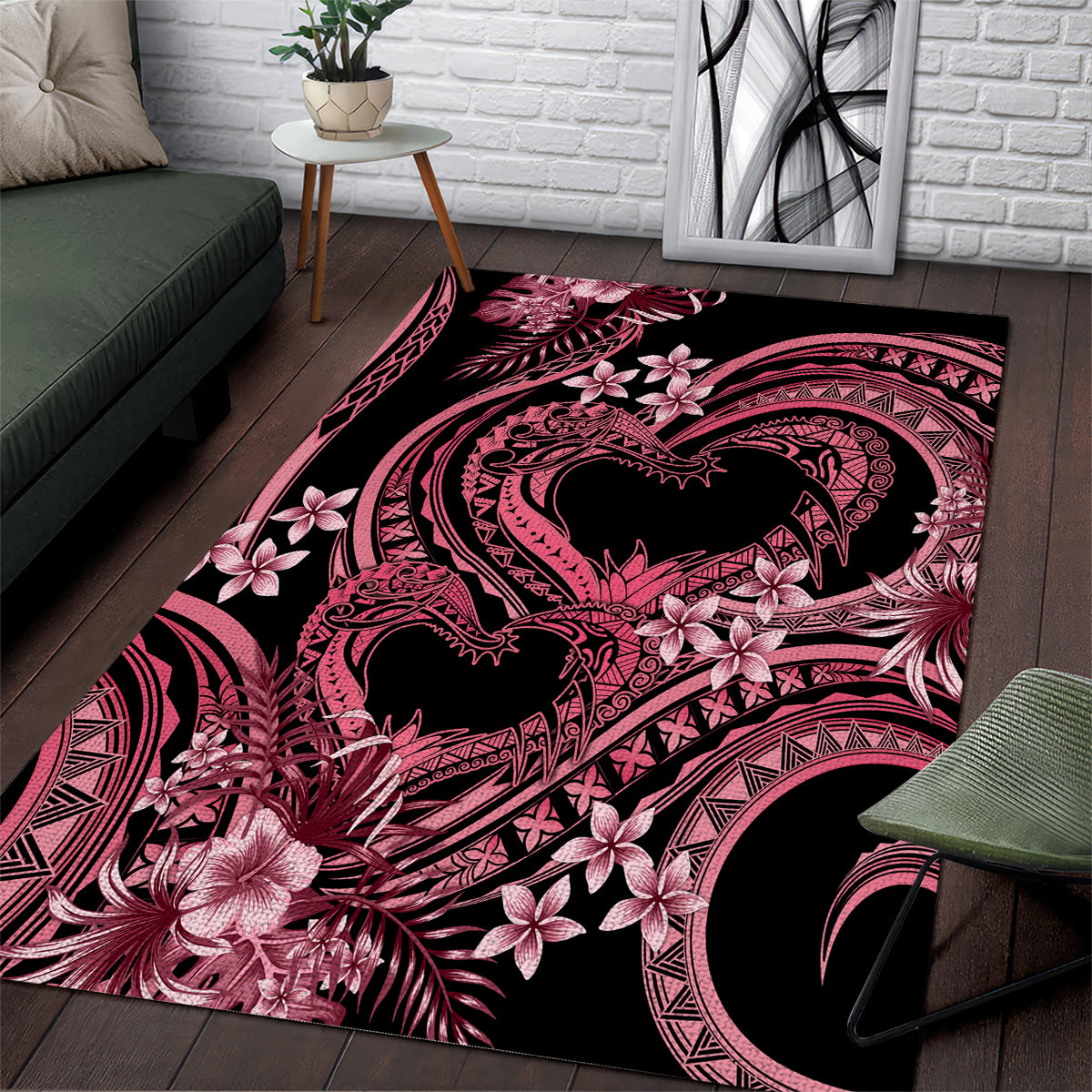 Polynesia Valentines Day Forever In My Heart Tattoo Area Rug Pink Style LT9 Pink - Polynesian Pride