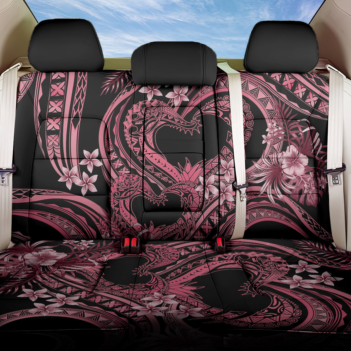 Polynesia Valentines Day Forever In My Heart Tattoo Back Car Seat Cover Pink Style LT9 One Size Pink - Polynesian Pride