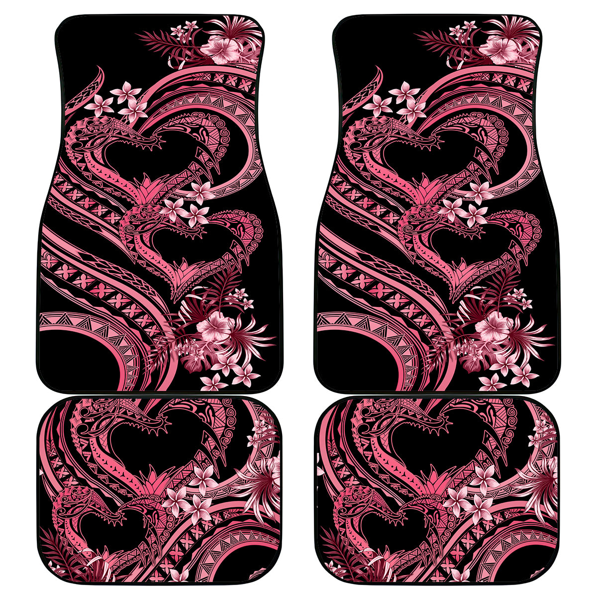 Polynesia Valentines Day Forever In My Heart Tattoo Car Mats Pink Style LT9 Pink - Polynesian Pride