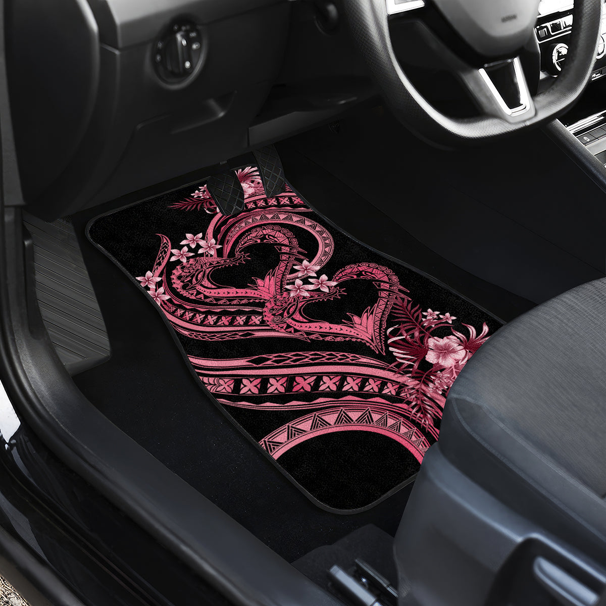 Polynesia Valentines Day Forever In My Heart Tattoo Car Mats Pink Style LT9 - Polynesian Pride