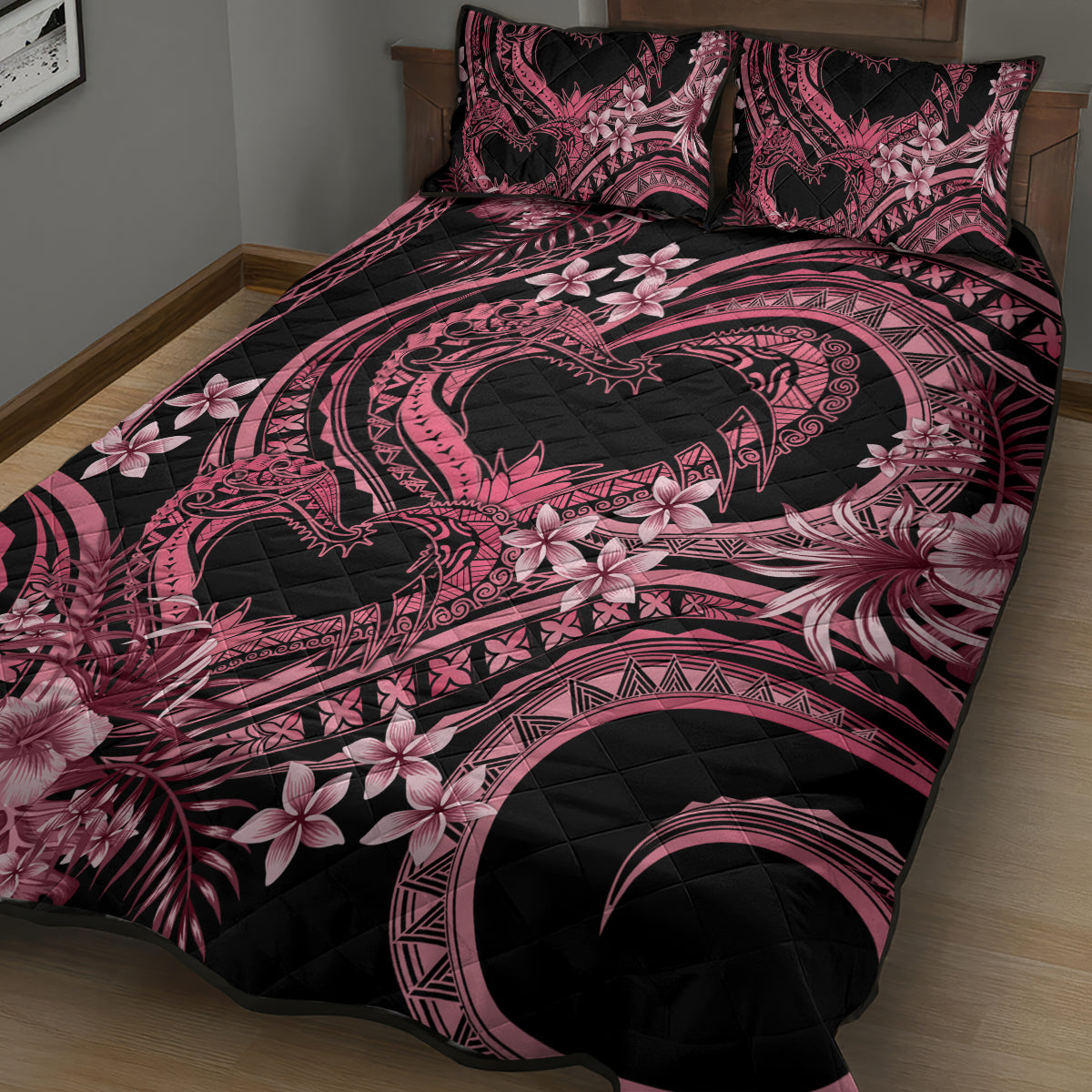 Polynesia Valentines Day Forever In My Heart Tattoo Quilt Bed Set Pink Style LT9 - Polynesian Pride