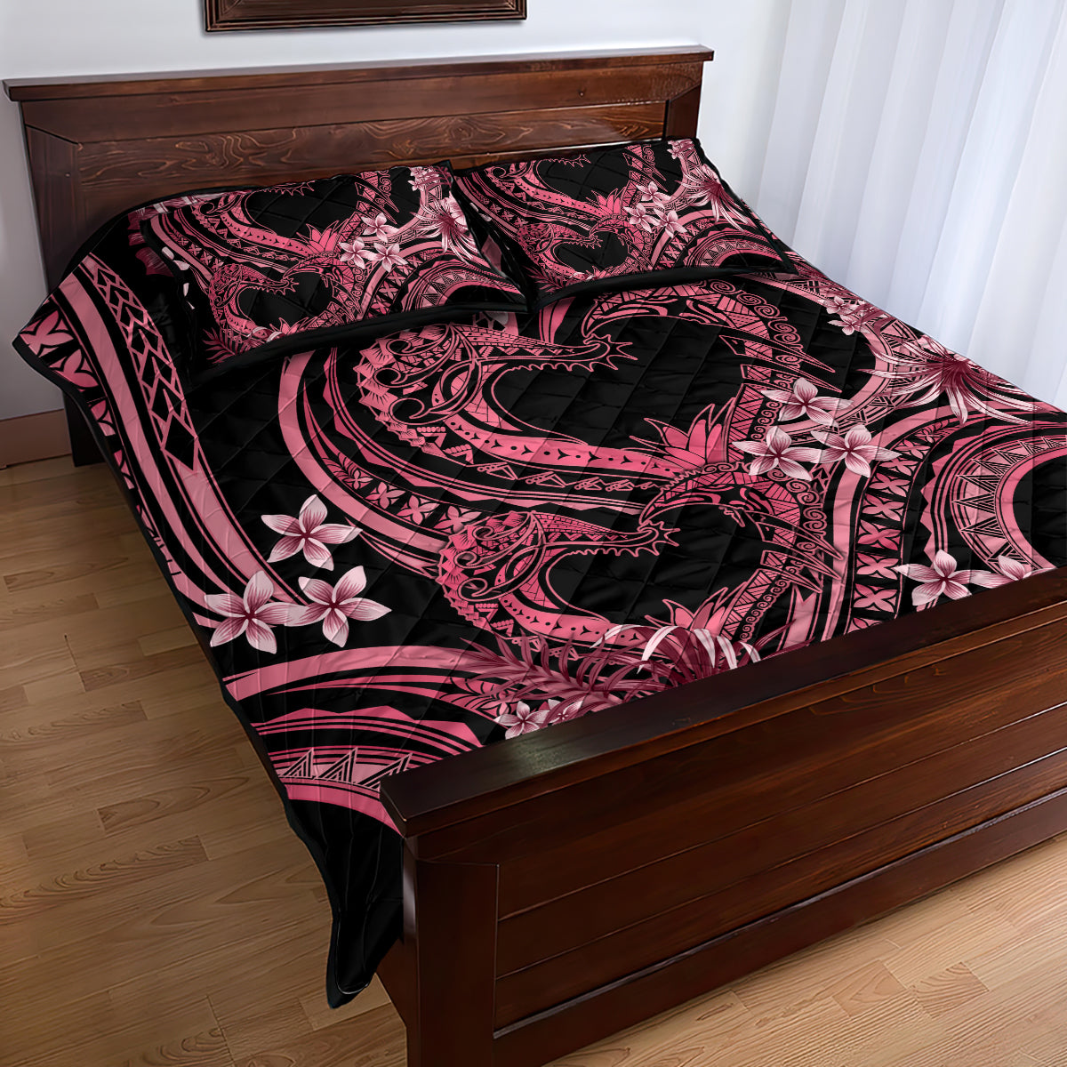 Polynesia Valentines Day Forever In My Heart Tattoo Quilt Bed Set Pink Style LT9 - Polynesian Pride