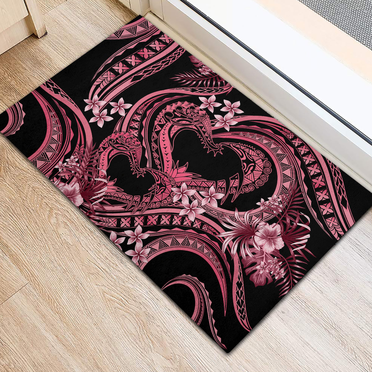 Polynesia Valentines Day Forever In My Heart Tattoo Rubber Doormat Pink Style LT9 - Polynesian Pride