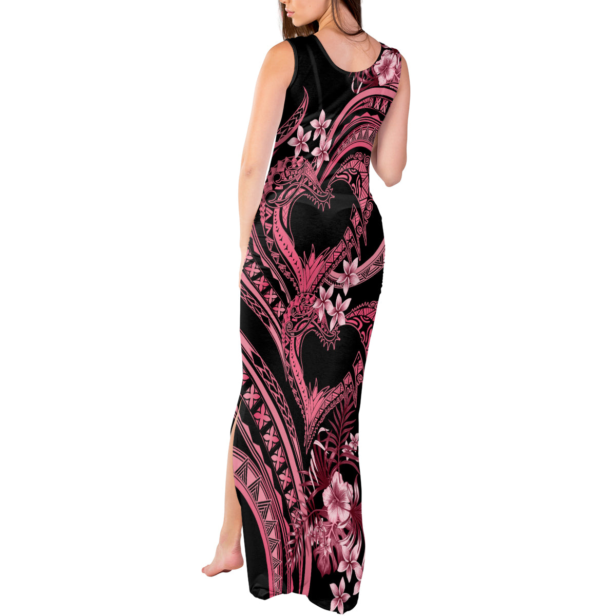 Polynesia Valentines Day Forever In My Heart Tattoo Tank Maxi Dress Pink Style LT9 - Polynesian Pride