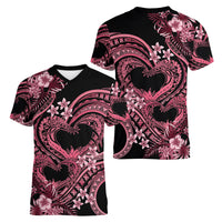 Polynesia Valentines Day Forever In My Heart Tattoo Women V Neck T Shirt Pink Style LT9 - Polynesian Pride