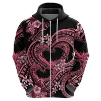 Polynesia Valentines Day Forever In My Heart Tattoo Zip Hoodie Pink Style LT9 - Polynesian Pride