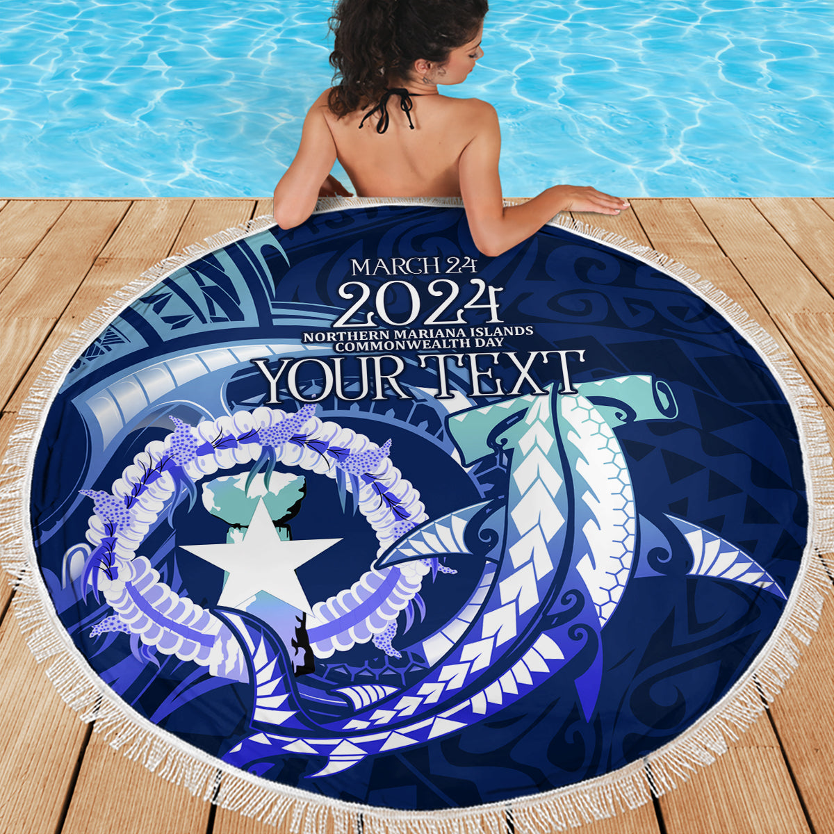 Personalised Northern Mariana Islands Beach Blanket Commonwealth Day 2024 LT9 - Polynesian Pride