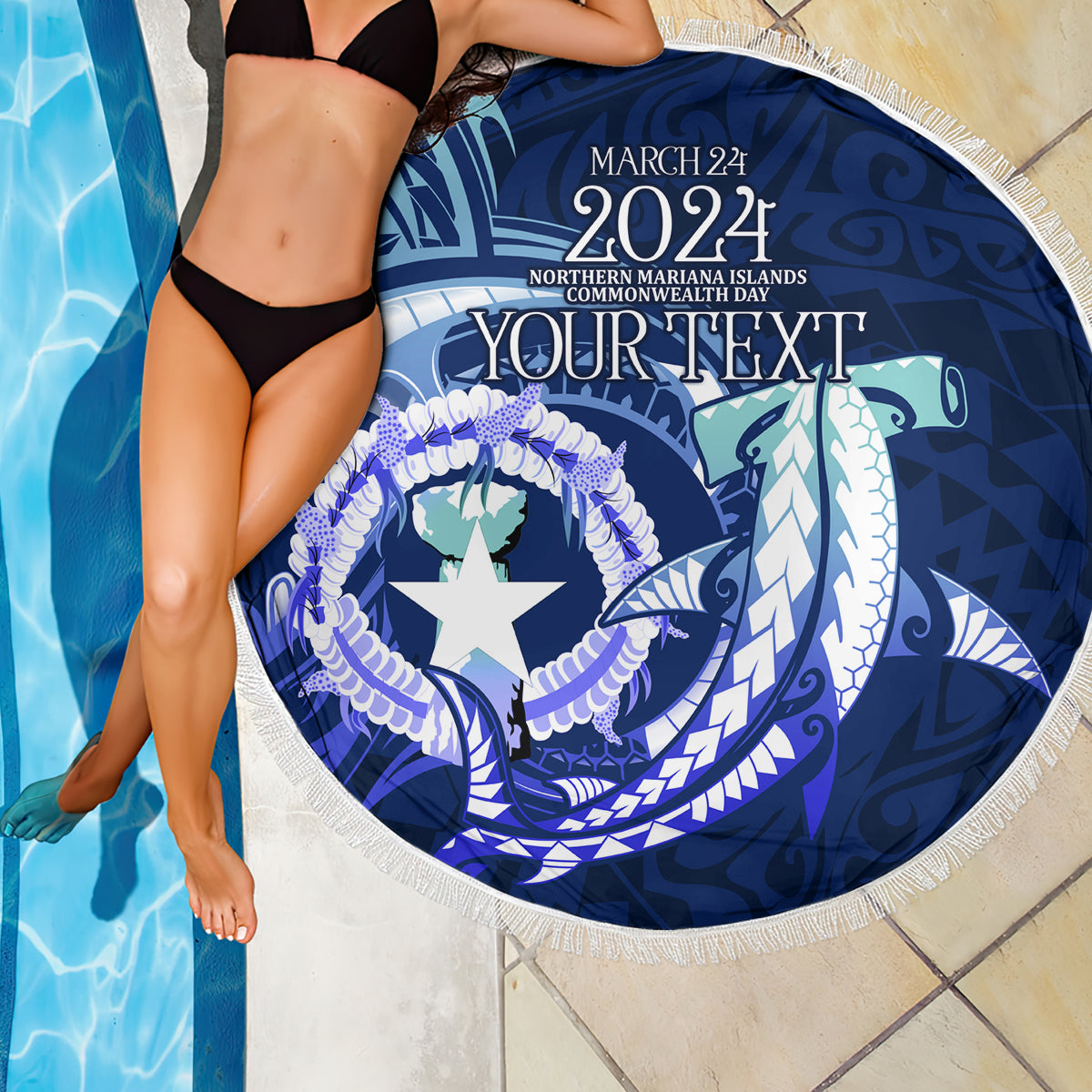 Personalised Northern Mariana Islands Beach Blanket Commonwealth Day 2024 LT9 - Polynesian Pride