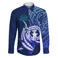 Personalised Northern Mariana Islands Family Matching Summer Maxi Dress and Hawaiian Shirt Commonwealth Day 2024 LT9 Dad's Shirt - Long Sleeve Ocean Blue - Polynesian Pride