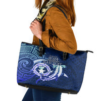 Personalised Northern Mariana Islands Leather Tote Bag Commonwealth Day 2024 LT9 Ocean Blue - Polynesian Pride
