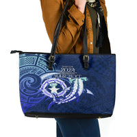 Personalised Northern Mariana Islands Leather Tote Bag Commonwealth Day 2024 LT9 - Polynesian Pride