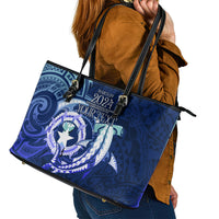 Personalised Northern Mariana Islands Leather Tote Bag Commonwealth Day 2024 LT9 - Polynesian Pride