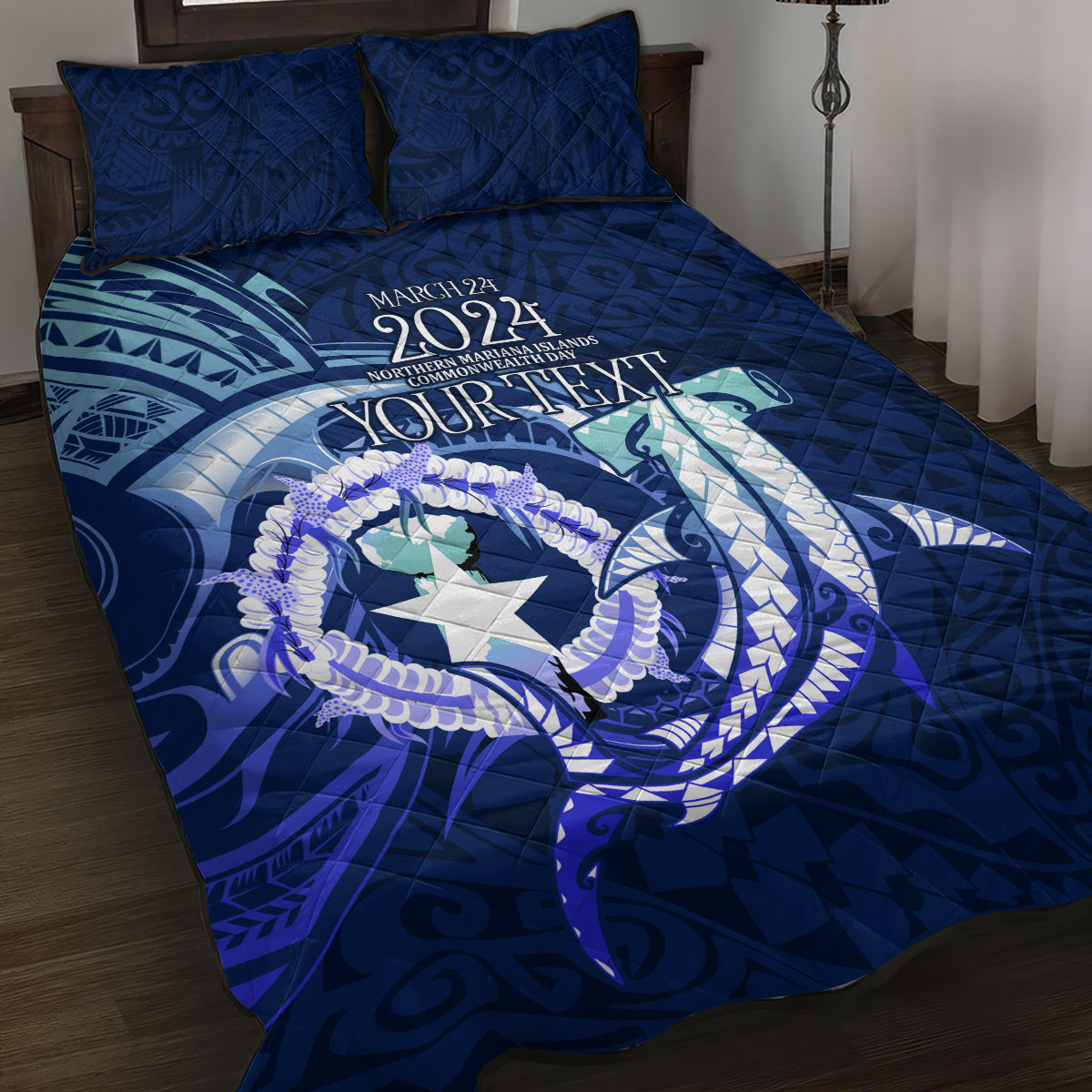Personalised Northern Mariana Islands Quilt Bed Set Commonwealth Day 2024 LT9 Ocean Blue - Polynesian Pride