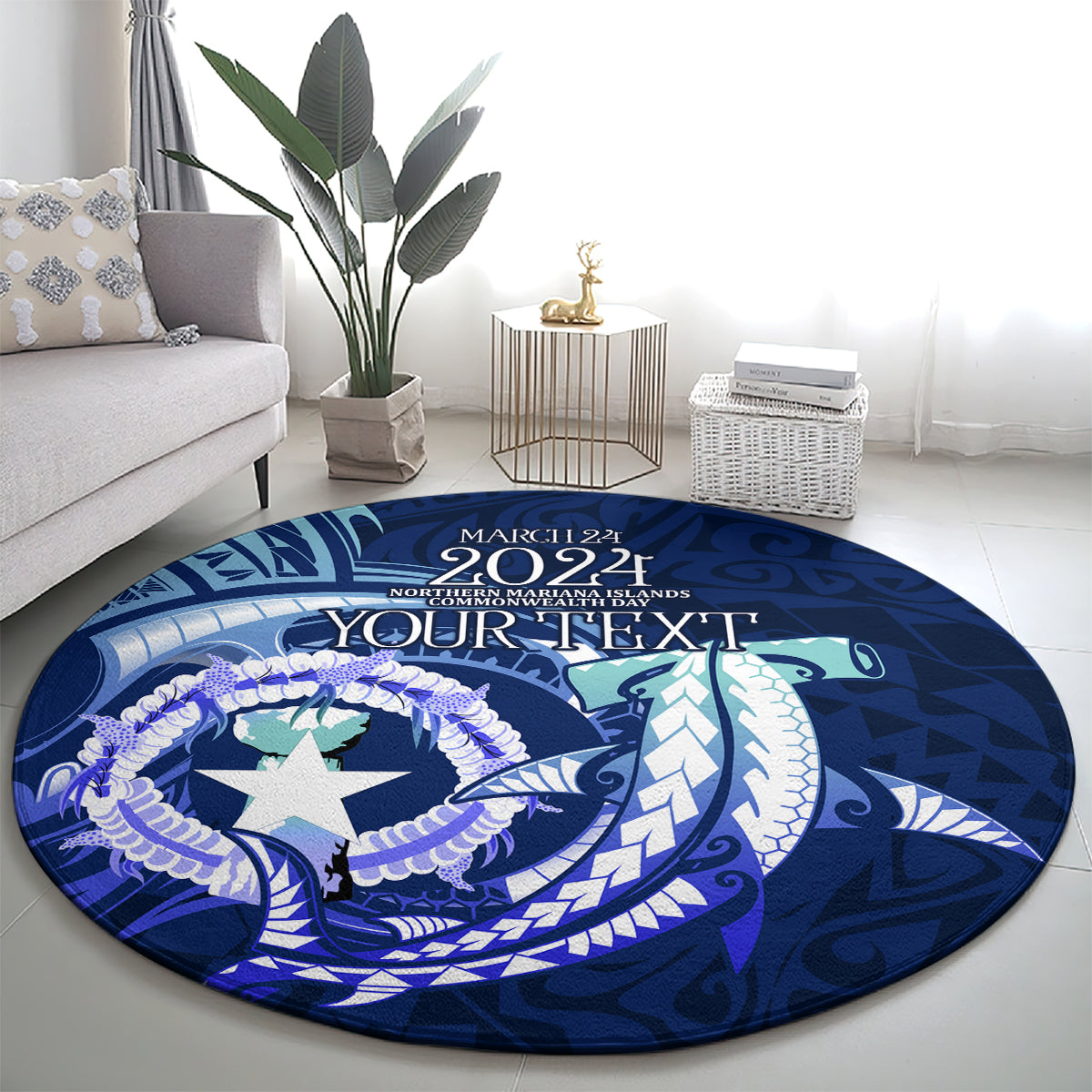 Personalised Northern Mariana Islands Round Carpet Commonwealth Day 2024 LT9 - Polynesian Pride