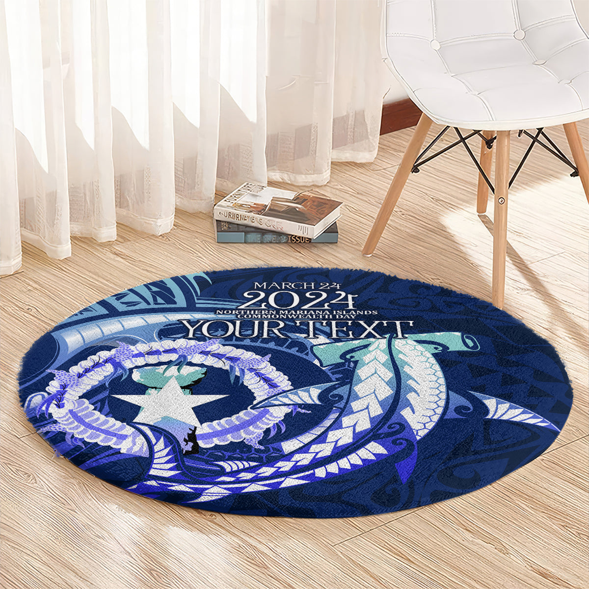 Personalised Northern Mariana Islands Round Carpet Commonwealth Day 2024 LT9 - Polynesian Pride
