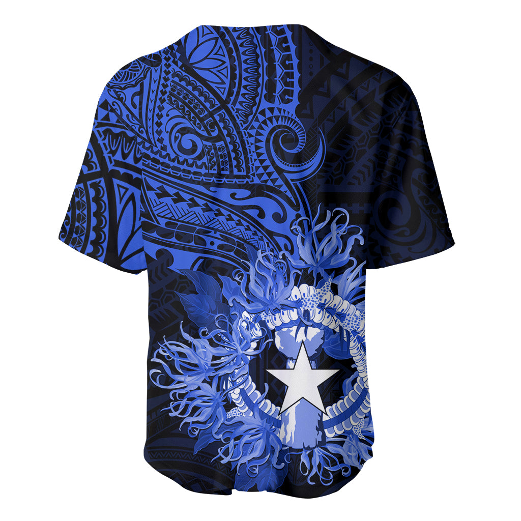 Northern Mariana Islands Ylang-ylang Mwarmwar Baseball Jersey Polynesian Blue Style LT9 - Polynesian Pride