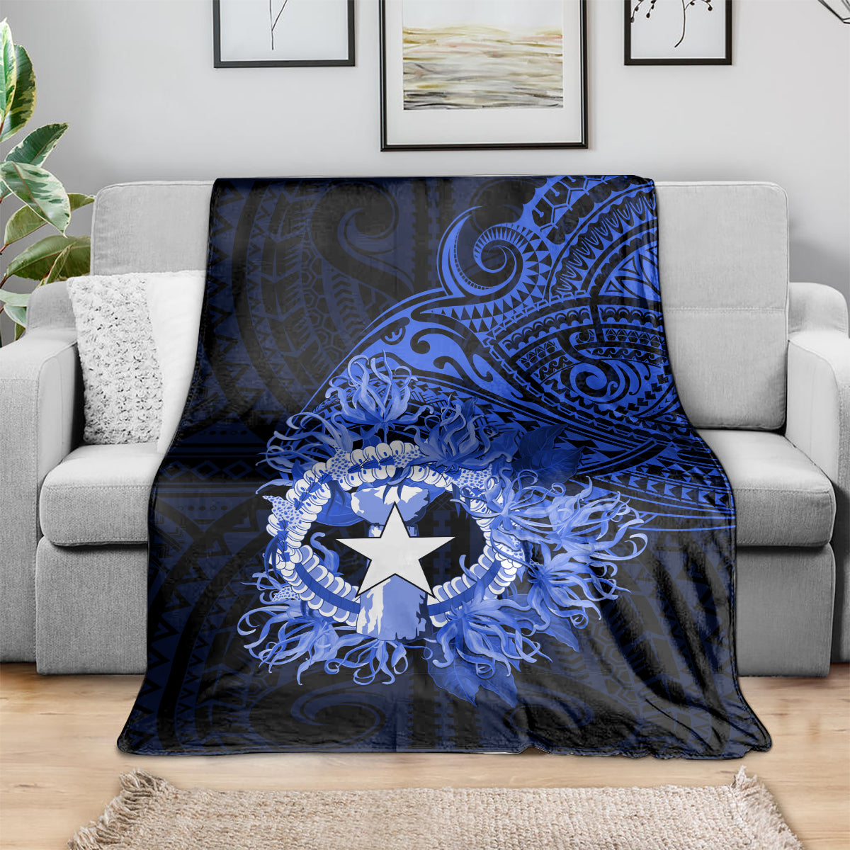 Northern Mariana Islands Ylang-ylang Mwarmwar Blanket Polynesian Blue Style LT9 - Polynesian Pride