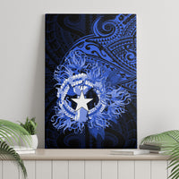 Northern Mariana Islands Ylang-ylang Mwarmwar Canvas Wall Art Polynesian Blue Style LT9 - Polynesian Pride