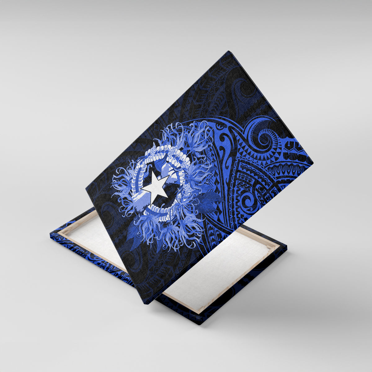 Northern Mariana Islands Ylang-ylang Mwarmwar Canvas Wall Art Polynesian Blue Style LT9 With Frame Blue - Polynesian Pride