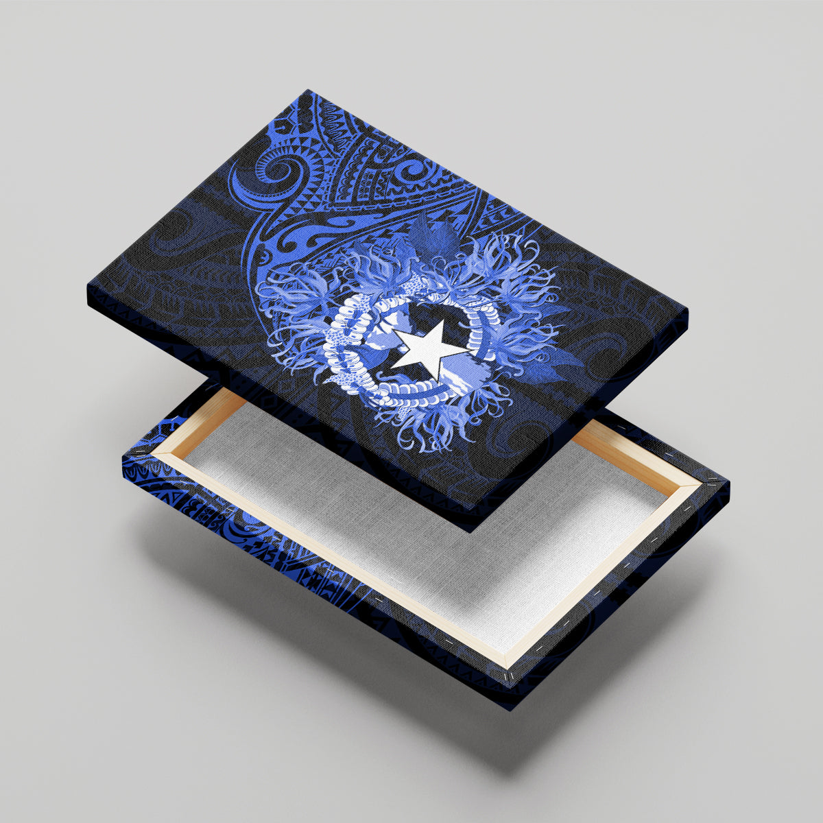 Northern Mariana Islands Ylang-ylang Mwarmwar Canvas Wall Art Polynesian Blue Style LT9 - Polynesian Pride