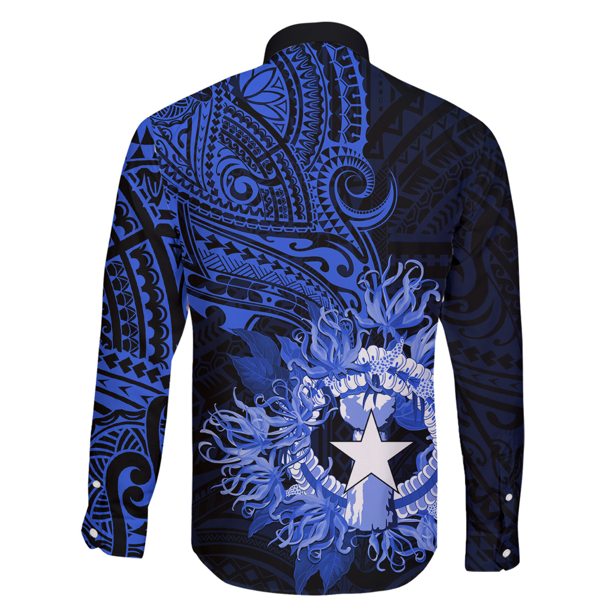 Northern Mariana Islands Ylang-ylang Mwarmwar Family Matching Long Sleeve Bodycon Dress and Hawaiian Shirt Polynesian Blue Style LT9 - Polynesian Pride