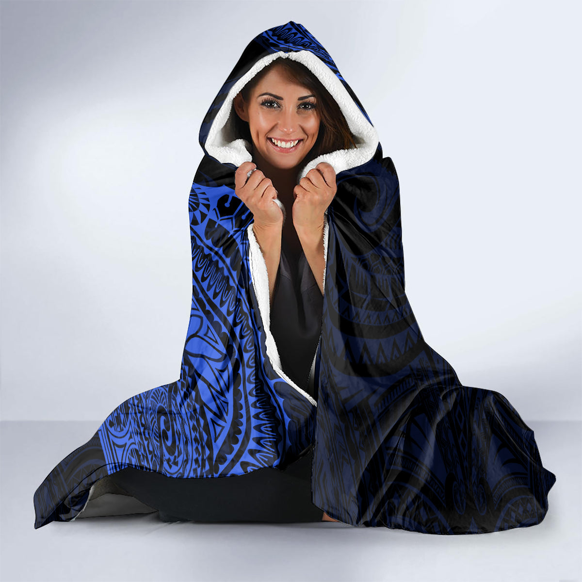 Northern Mariana Islands Ylang-ylang Mwarmwar Hooded Blanket Polynesian Blue Style LT9 - Polynesian Pride