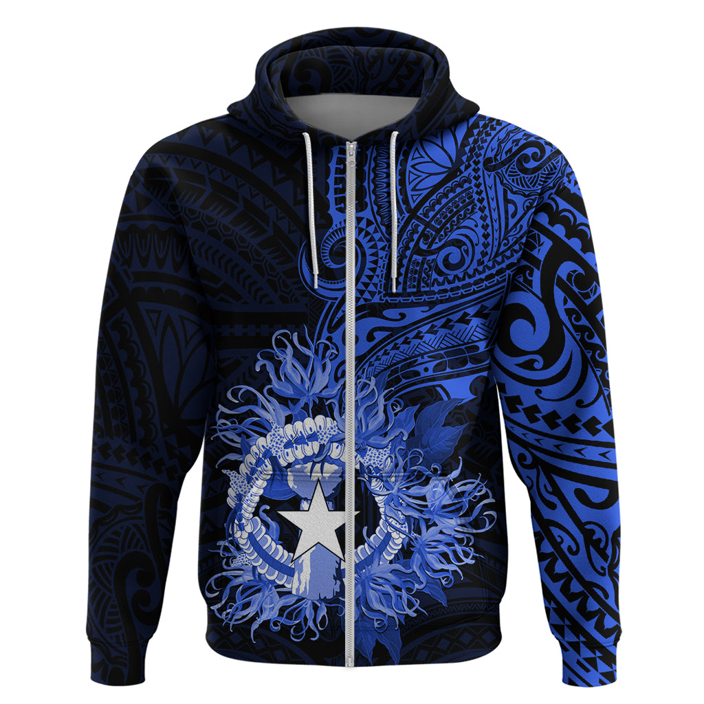 Northern Mariana Islands Ylang-ylang Mwarmwar Hoodie Polynesian Blue Style LT9 Zip Hoodie Blue - Polynesian Pride