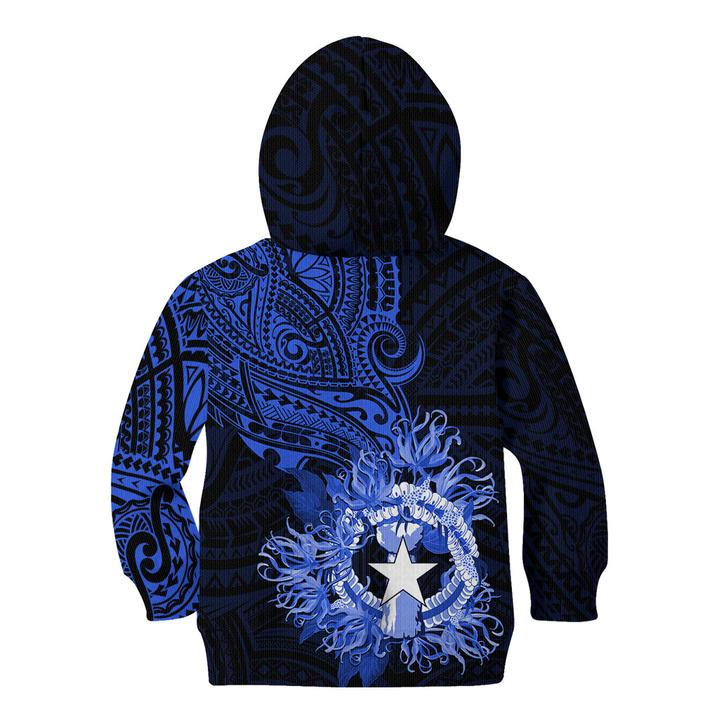 Northern Mariana Islands Ylang-ylang Mwarmwar Kid Hoodie Polynesian Blue Style LT9 - Polynesian Pride
