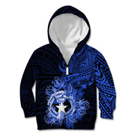Northern Mariana Islands Ylang-ylang Mwarmwar Kid Hoodie Polynesian Blue Style LT9 Zip Hoodie Blue - Polynesian Pride