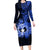 Northern Mariana Islands Ylang-ylang Mwarmwar Long Sleeve Bodycon Dress Polynesian Blue Style LT9 Long Dress Blue - Polynesian Pride
