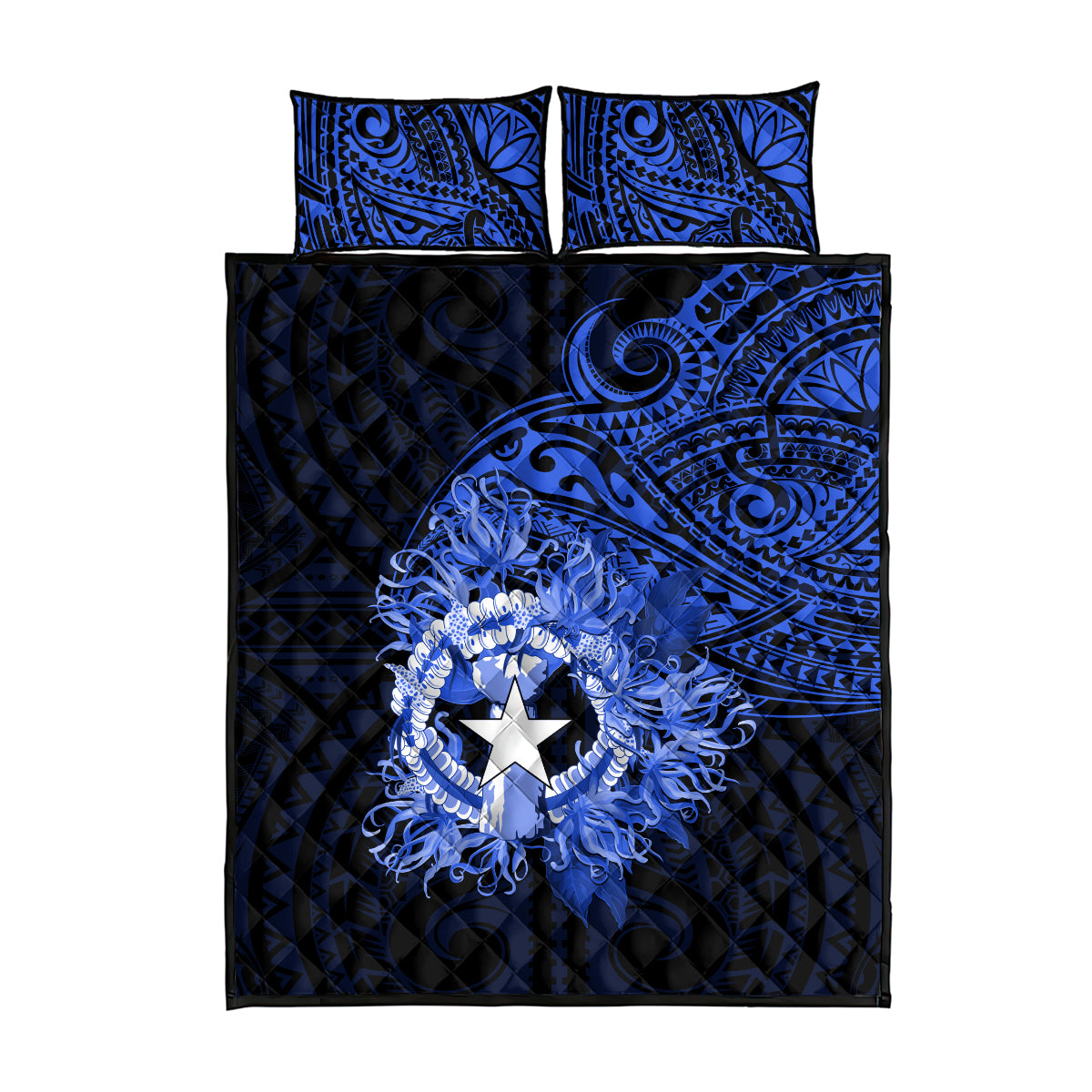 Northern Mariana Islands Ylang-ylang Mwarmwar Quilt Bed Set Polynesian Blue Style LT9 - Polynesian Pride