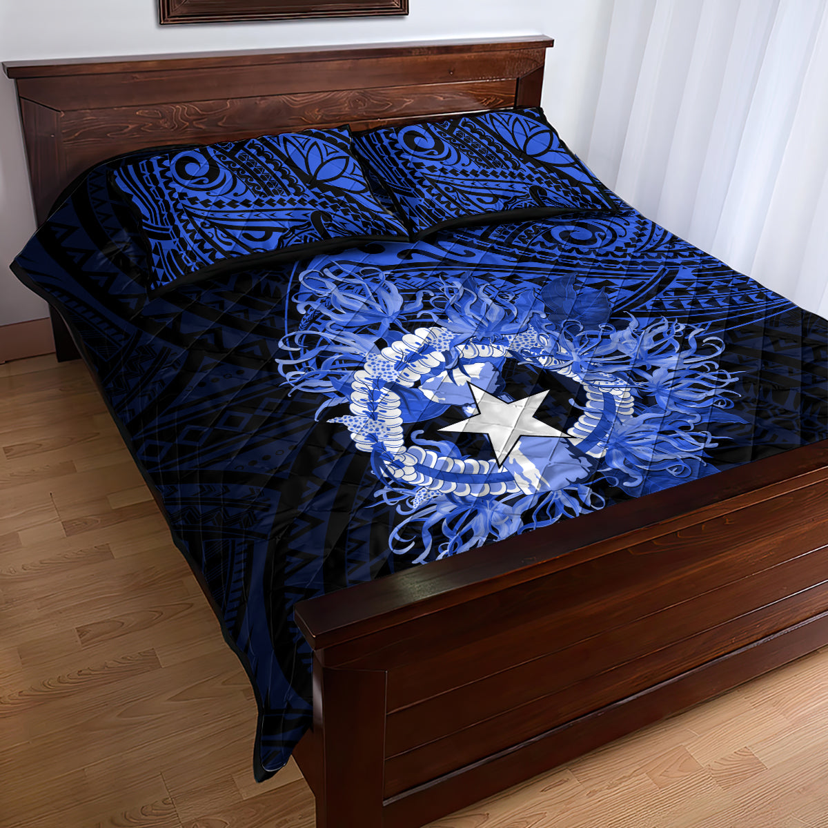 Northern Mariana Islands Ylang-ylang Mwarmwar Quilt Bed Set Polynesian Blue Style LT9 - Polynesian Pride