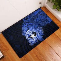 Northern Mariana Islands Ylang-ylang Mwarmwar Rubber Doormat Polynesian Blue Style LT9 Blue - Polynesian Pride