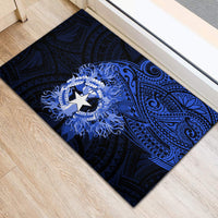 Northern Mariana Islands Ylang-ylang Mwarmwar Rubber Doormat Polynesian Blue Style LT9 - Polynesian Pride