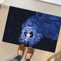 Northern Mariana Islands Ylang-ylang Mwarmwar Rubber Doormat Polynesian Blue Style LT9 - Polynesian Pride
